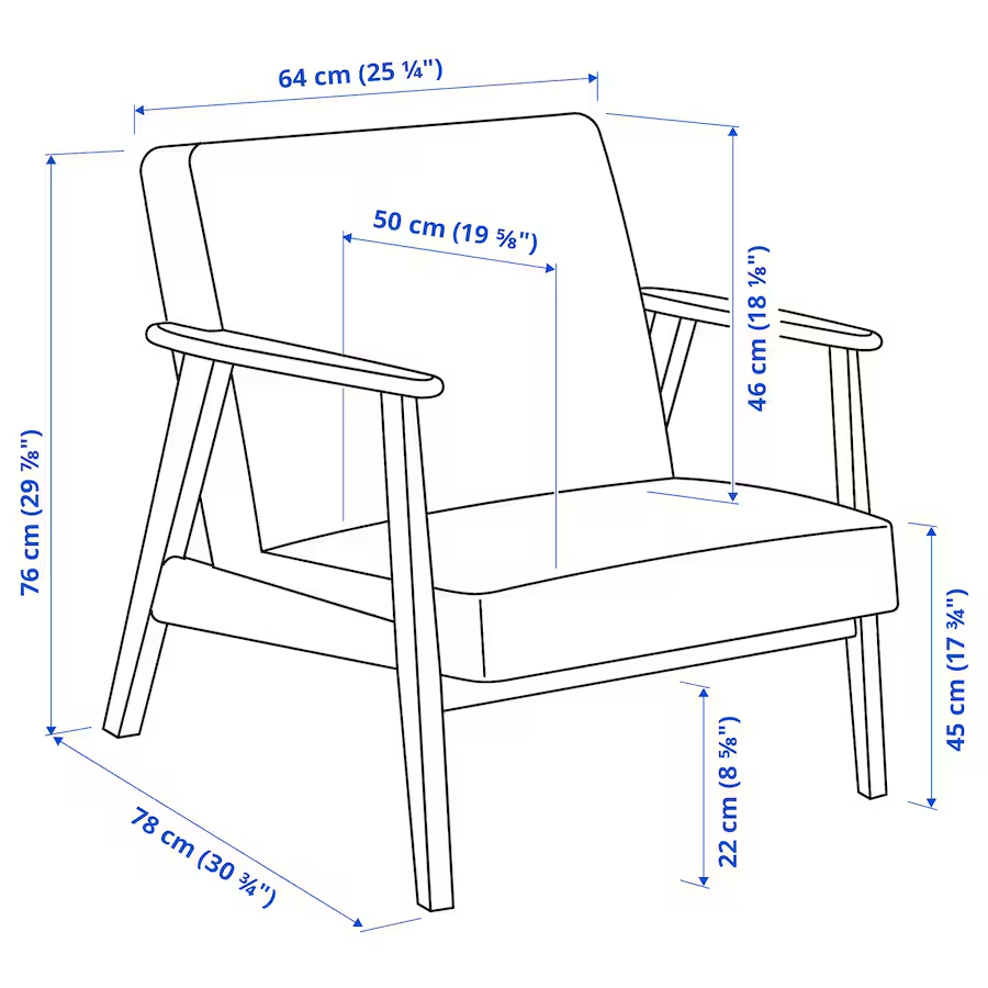 Fauteuil noir en cuir EKENÄSET