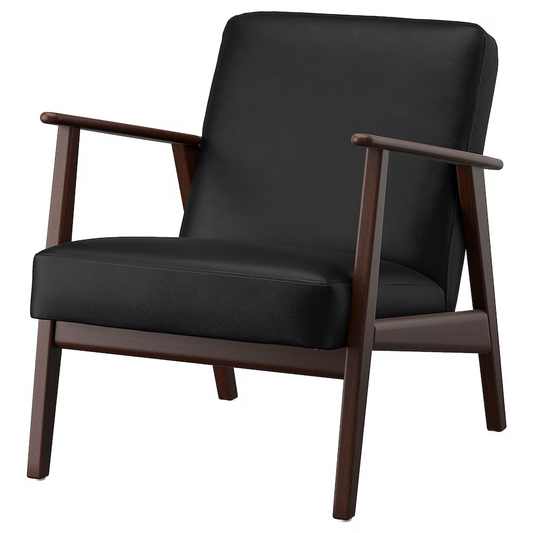 Fauteuil noir en cuir EKENÄSET