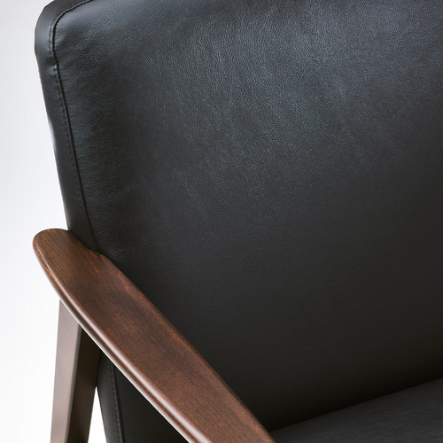 Fauteuil noir en cuir EKENÄSET